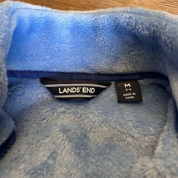 Lands' End Girls Vest Full Zip Blue Size M 5-6 Outdoor Casual Zip Up - Picture 2 of 3
